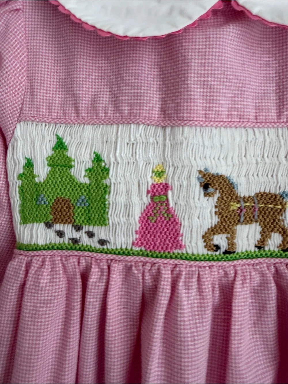 Vintage Rare Editions Pink Gingham Smocked Cinderella Princess Dress 3T